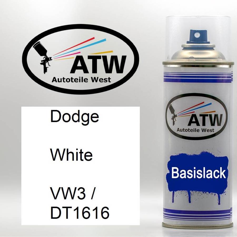 Dodge, White, VW3 / DT1616: 400ml Sprühdose, von ATW Autoteile West.